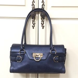 Ferragamo ‘Gina’ Leather Satchel in Blue